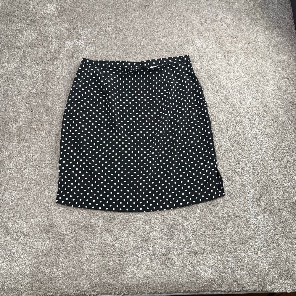 Casual Corner Annex Black White Polka Dot Pencil Skirt Size 12 USA Office 90s